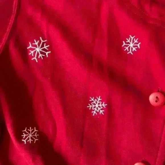Vintage Embroidered Snowman Cardigan Ugly Christmas Sweater Petite Small Cottage - Picture 5 of 11